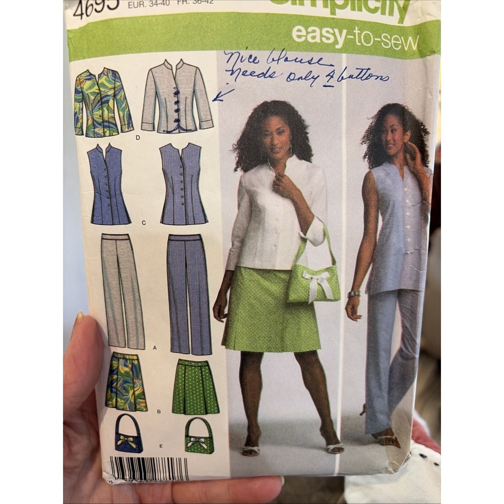 Simplicity 4695 Sewing Pattern Misses Pants Skirt Tunic Shirt Bag Size 14 Cut